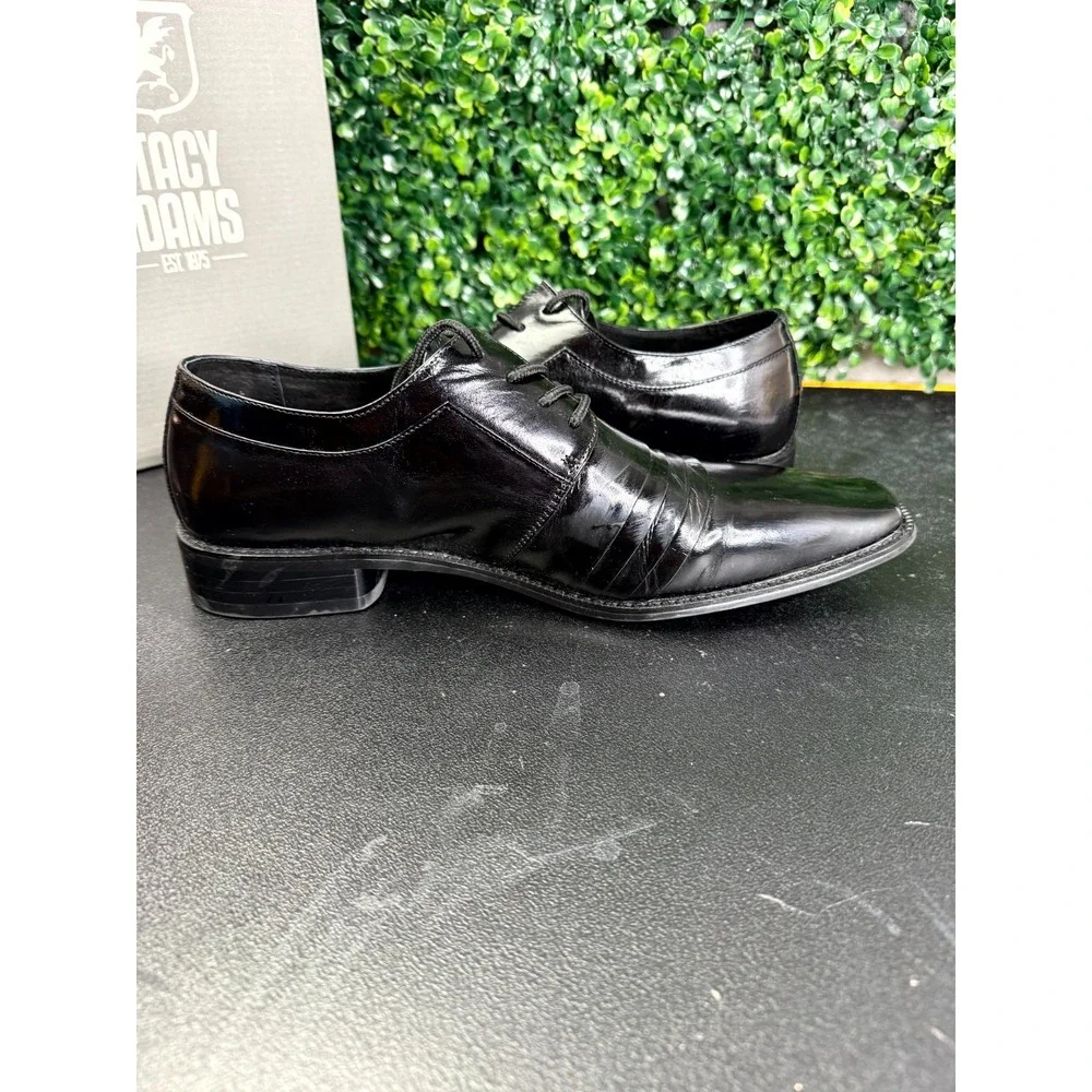 Stacy Adams Raynor 24748-001 Oxford Mens 9.5M Black Pleated Cap Toe Dress Shoes